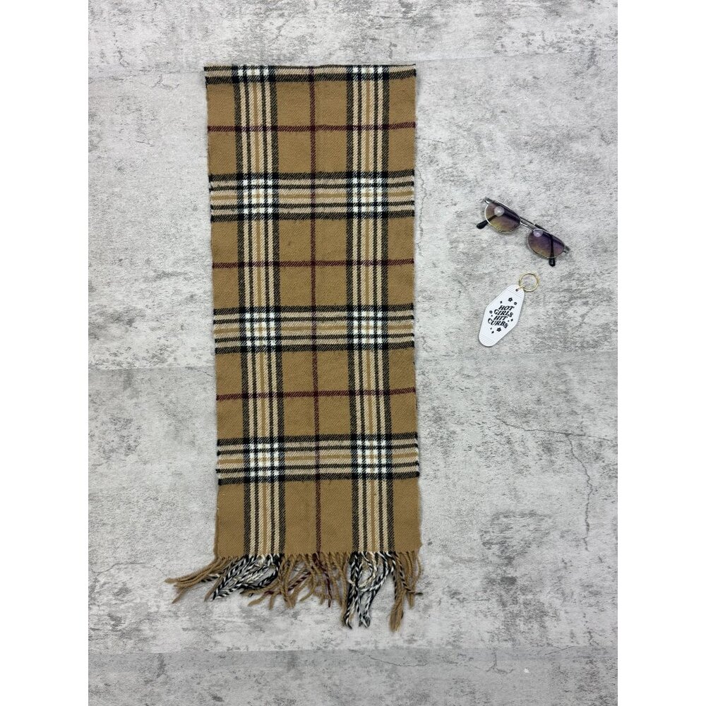 Vintage Plaid Tan Scarf